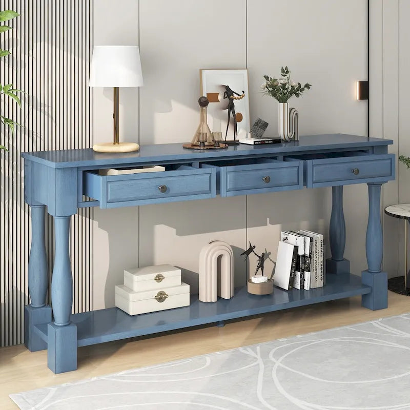 Console Table 63 Long Console Table with Drawers and Shelf for Entryway,Hallway,Living Room