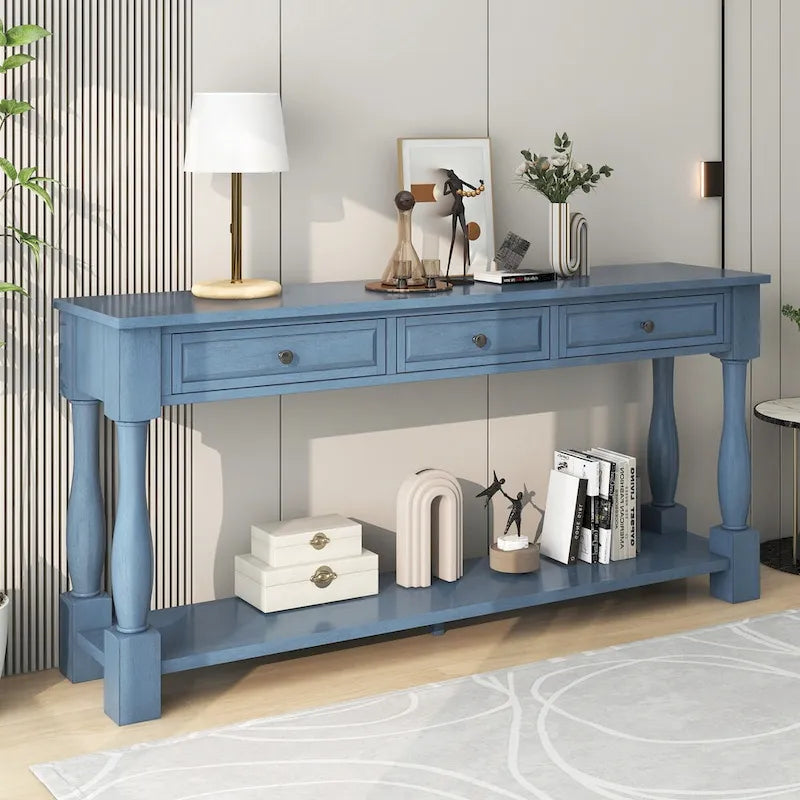 Console Table 63 Long Console Table with Drawers and Shelf for Entryway,Hallway,Living Room