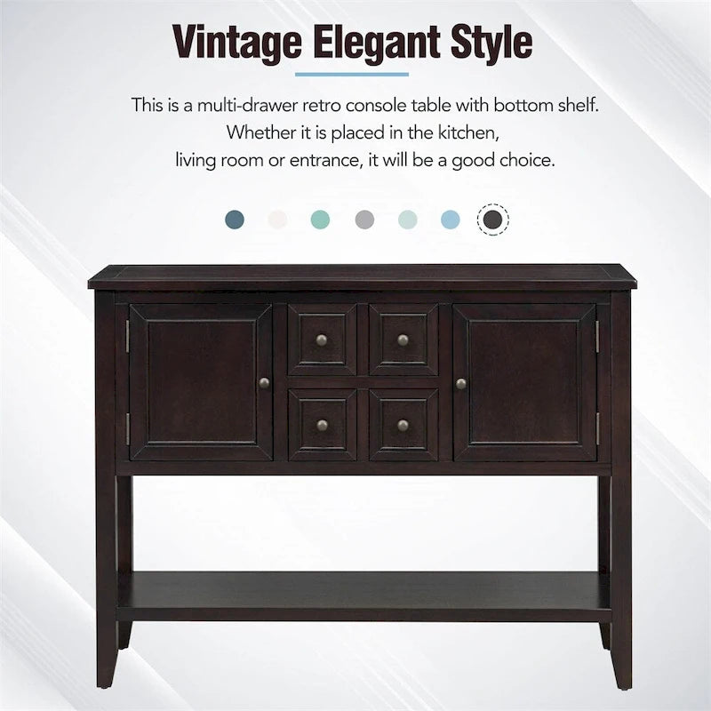 Cambridge Series Ample Storage Vintage Console Table w/Four Drawers