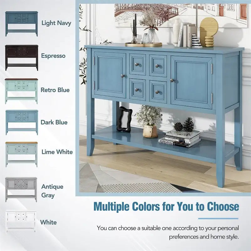 Cambridge Series Ample Storage Vintage Console Table w/Four Drawers