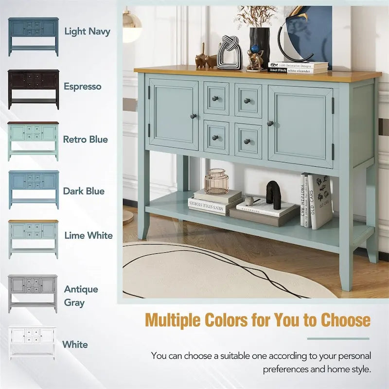 Cambridge Series Ample Storage Vintage Console Table w/Four Drawers