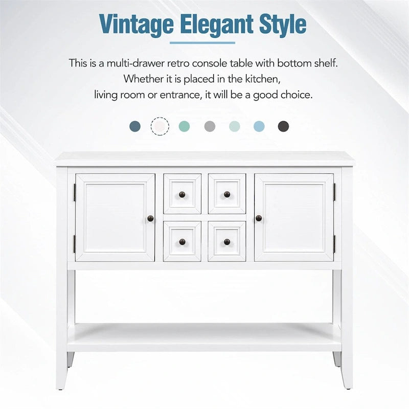 Cambridge Series Ample Storage Vintage Console Table w/Four Drawers
