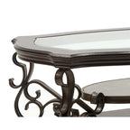 Traditional Tempered Glass Top Table Set with Coffee Table, Console Table, End Table, and Retro Metal Legs