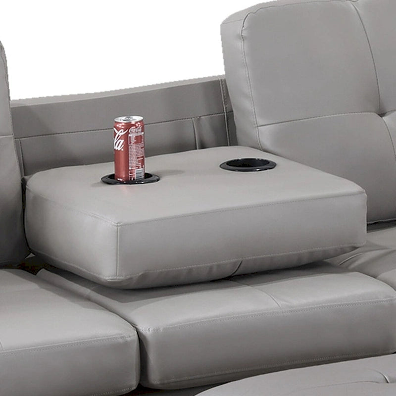 Divano sezionale a 3 posti in ecopelle con pouf contenitore