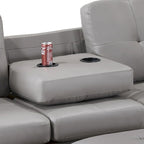 Divano sezionale a 3 posti in ecopelle con pouf contenitore