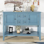 Storage Vintage Console Table with Four Small Drawers and Bottom Shelf for Living Rooms, Entrances and Kitchens