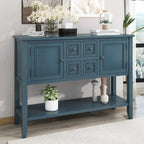 Storage Vintage Console Table with Four Small Drawers and Bottom Shelf for Living Rooms, Entrances and Kitchens