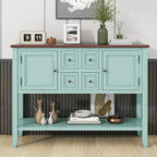 Storage Vintage Console Table with Four Small Drawers and Bottom Shelf for Living Rooms, Entrances and Kitchens