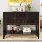 Storage Vintage Console Table with Four Small Drawers and Bottom Shelf for Living Rooms, Entrances and Kitchens