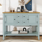 Storage Vintage Console Table with Four Small Drawers and Bottom Shelf for Living Rooms, Entrances and Kitchens