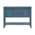 Storage Vintage Console Table with Four Small Drawers and Bottom Shelf for Living Rooms, Entrances and Kitchens