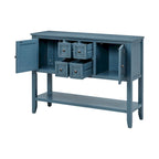 Storage Vintage Console Table with Four Small Drawers and Bottom Shelf for Living Rooms, Entrances and Kitchens