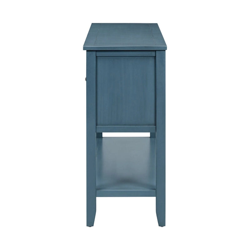 Storage Vintage Console Table with Four Small Drawers and Bottom Shelf for Living Rooms, Entrances and Kitchens