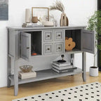 Storage Vintage Console Table with Four Small Drawers and Bottom Shelf for Living Rooms, Entrances and Kitchens
