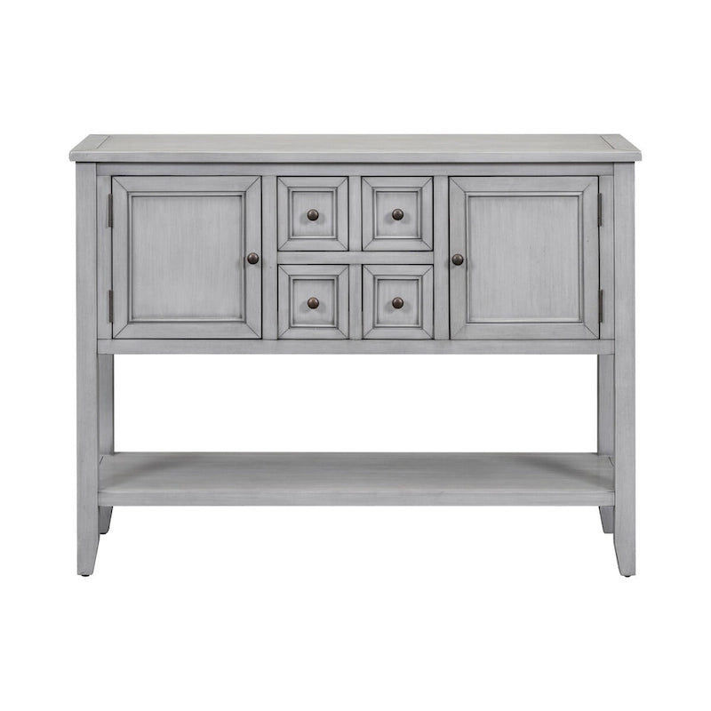 Storage Vintage Console Table with Four Small Drawers and Bottom Shelf for Living Rooms, Entrances and Kitchens