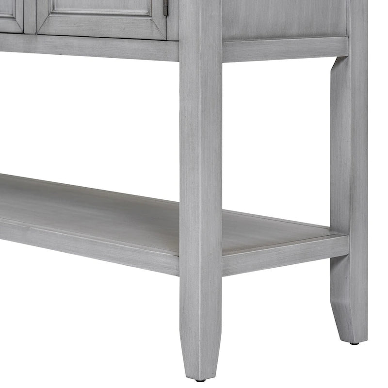 Storage Vintage Console Table with Four Small Drawers and Bottom Shelf for Living Rooms, Entrances and Kitchens