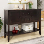 Storage Vintage Console Table with Four Small Drawers and Bottom Shelf for Living Rooms, Entrances and Kitchens