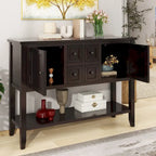 Storage Vintage Console Table with Four Small Drawers and Bottom Shelf for Living Rooms, Entrances and Kitchens