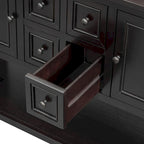 Storage Vintage Console Table with Four Small Drawers and Bottom Shelf for Living Rooms, Entrances and Kitchens