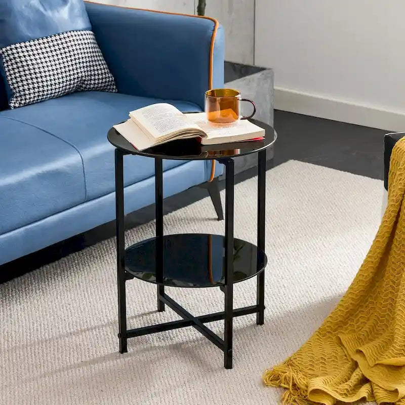 2-Piece Set (Clear) Tempered Glass End Table