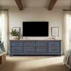 Bridgevine Home Americana 84 in TV Stand for TVs up to 90 inches, No Assembly Required, Corduroy Blue Finish