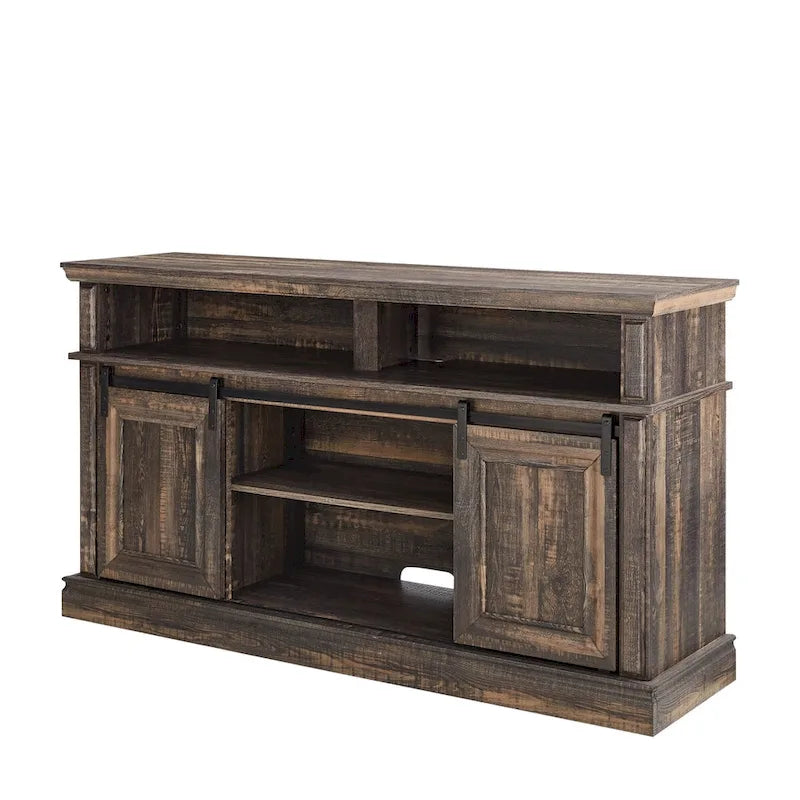Media Console Table with Storage Cabinet, Mid Century style Entertainment TV Table, Multipurpose Sliding Door TV Cabinet