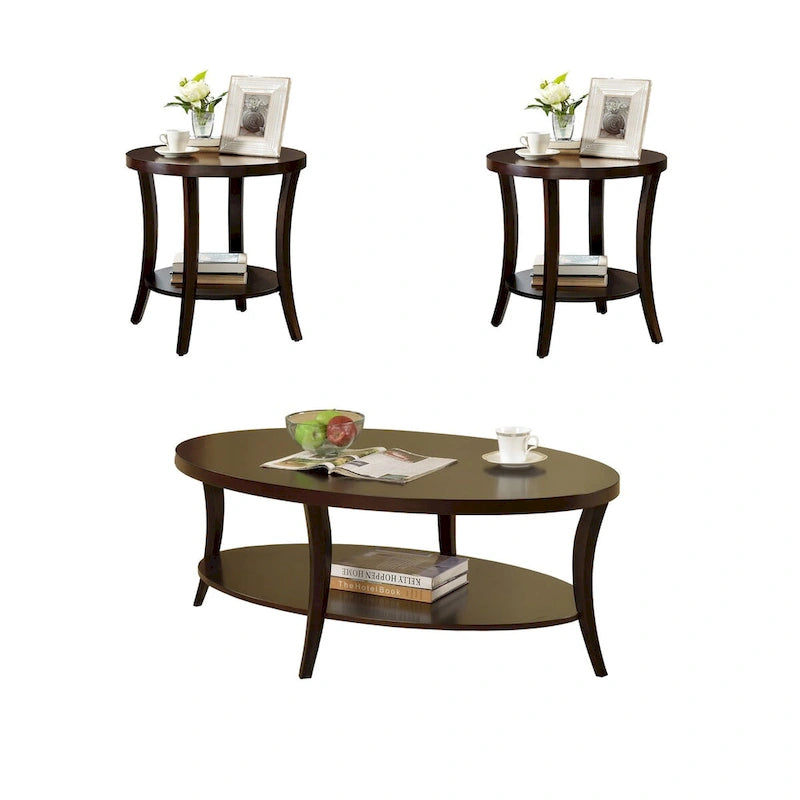 3-Piece Coffee Table Set with Shelf