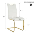 Set of 4 Modern Faux Leather Padded Seat Dining Chairs with gold Metal Legs