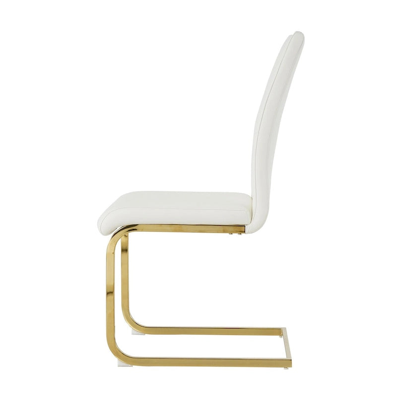 Set of 4 Modern Faux Leather Padded Seat Dining Chairs with gold Metal Legs