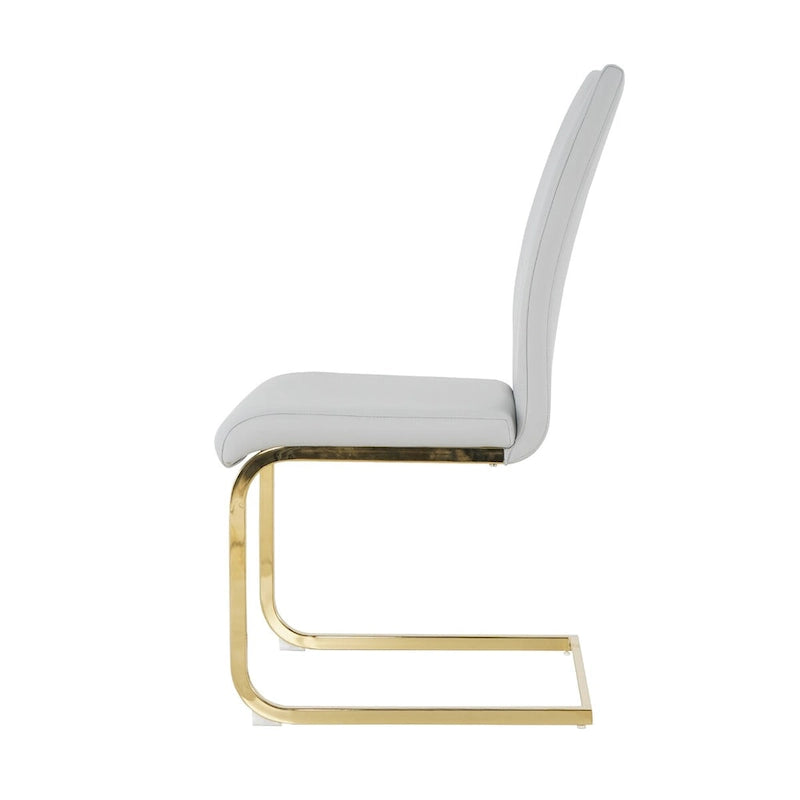 Set of 4 Modern Faux Leather Padded Seat Dining Chairs with gold Metal Legs