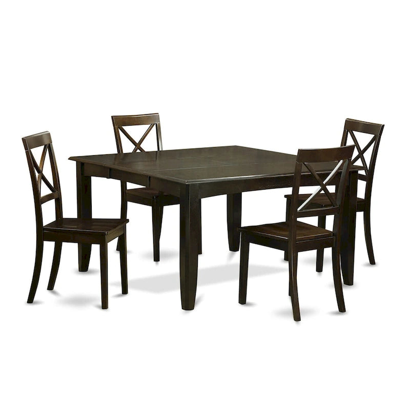 East West Furniture Set Mobili da Pranzo Include un Tavolo da Cucina Quadrato con Foglia a Farfalla e 4 Sedie da Pranzo, Cappuccino