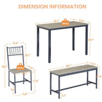 5 Pcs Dining Table Set, Barstool Dining Table with 2 Benches 2 Chairs