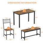 5 Pcs Dining Table Set, Barstool Dining Table with 2 Benches 2 Chairs