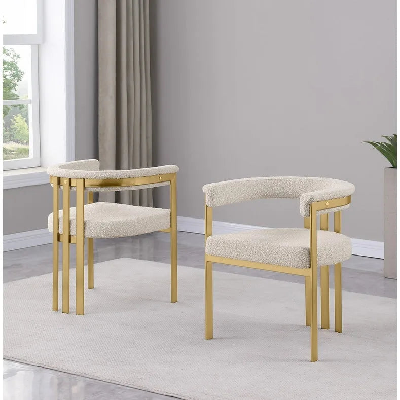 Sedie da pranzo con finitura opaca spazzolata oro cromato (set da 2) della migliore qualità - N/A