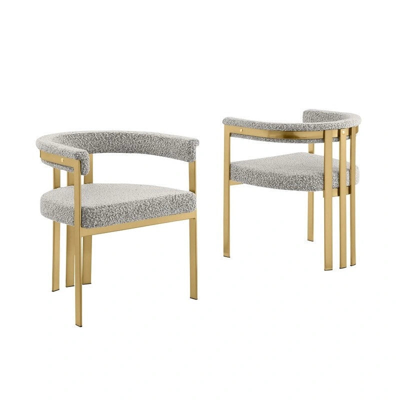Sedie da pranzo con finitura opaca spazzolata oro cromato (set da 2) della migliore qualità - N/A