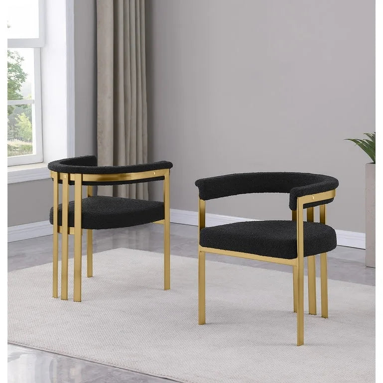 Sedie da pranzo con finitura opaca spazzolata oro cromato (set da 2) della migliore qualità - N/A