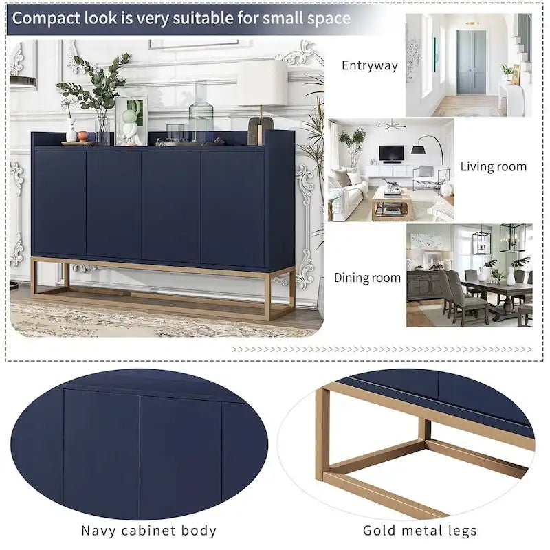 47.2 Modern Cabinet with Spacious Table and 4 Doors Sideboard/Buffet