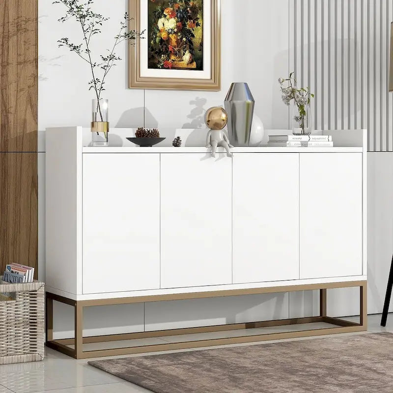 47.2 Modern Cabinet with Spacious Table and 4 Doors Sideboard/Buffet