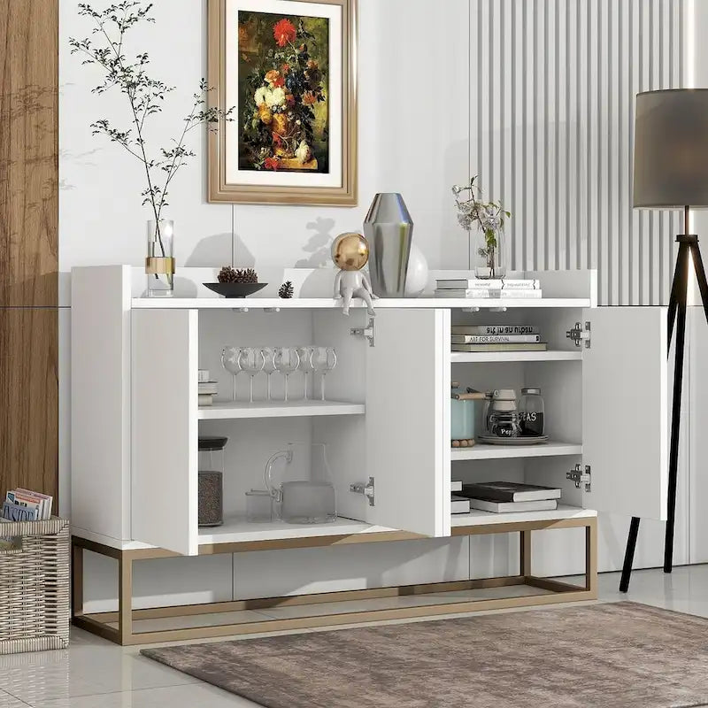 47.2 Modern Cabinet with Spacious Table and 4 Doors Sideboard/Buffet