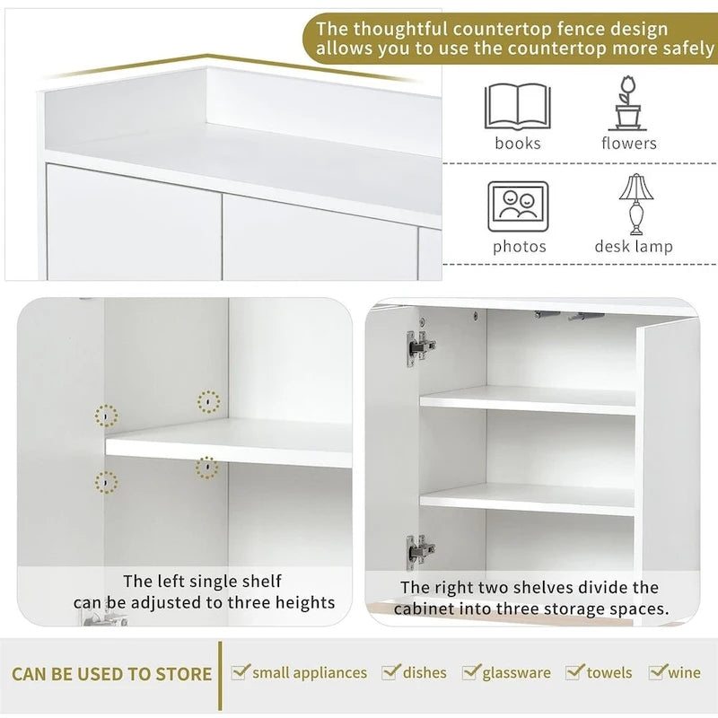 47.2 Modern Cabinet with Spacious Table and 4 Doors Sideboard/Buffet