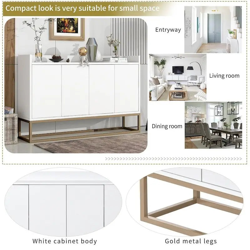47.2 Modern Cabinet with Spacious Table and 4 Doors Sideboard/Buffet