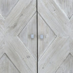84" Whitewash Carved Sideboard - 4 Door Reclaimed Pine Storage Cabinet