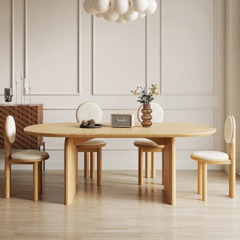 Tavolo da pranzo ovale moderno da 71 pollici, tavolo da cucina in legno massello per 6 persone - 70.8 X 35.4