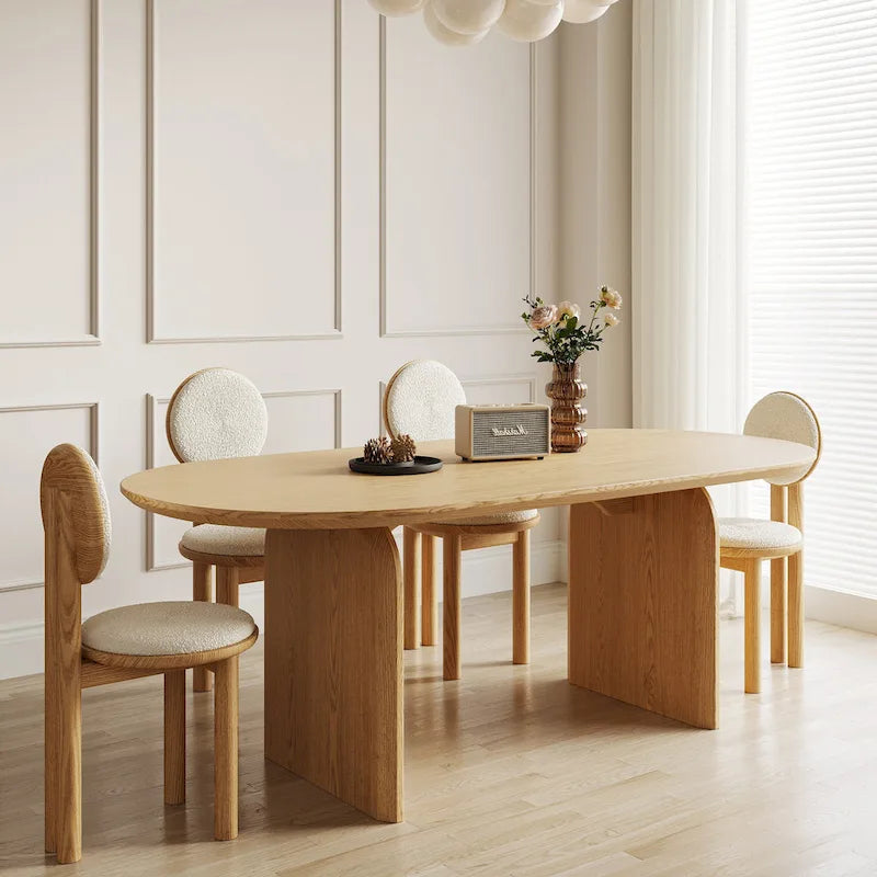 Tavolo da pranzo ovale moderno da 71 pollici, tavolo da cucina in legno massello per 6 persone - 70.8 X 35.4