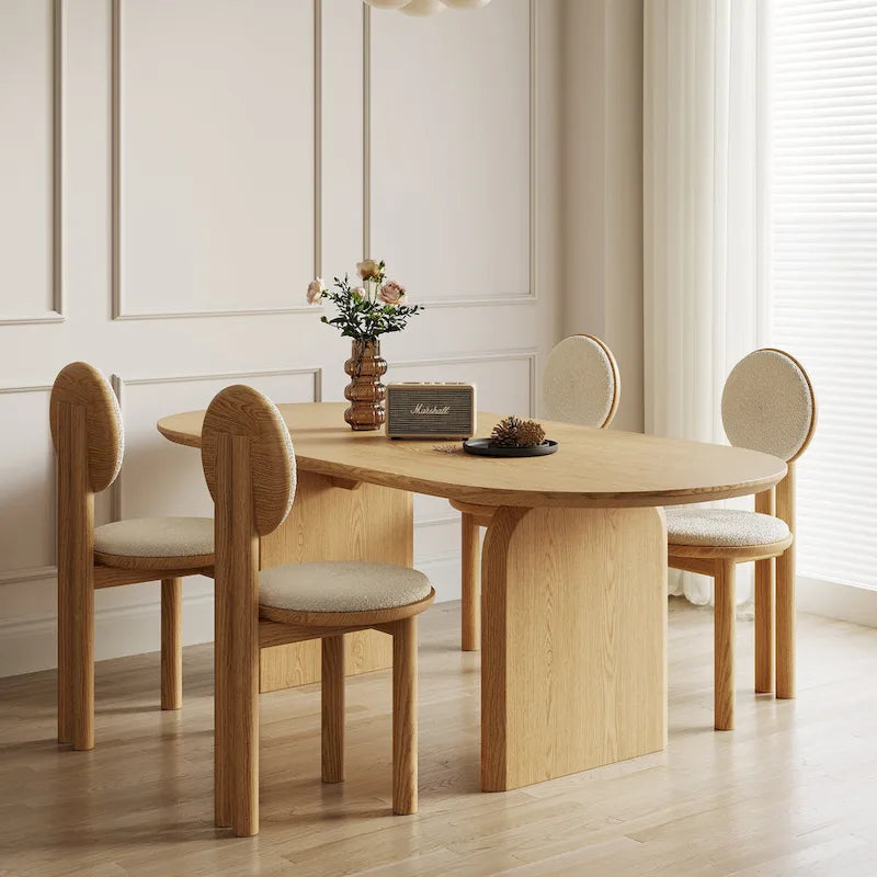 Tavolo da pranzo ovale moderno da 71 pollici, tavolo da cucina in legno massello per 6 persone - 70.8 X 35.4