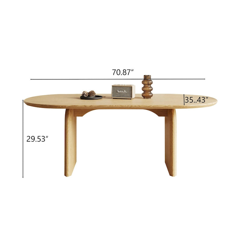 Tavolo da pranzo ovale moderno da 71 pollici, tavolo da cucina in legno massello per 6 persone - 70.8 X 35.4