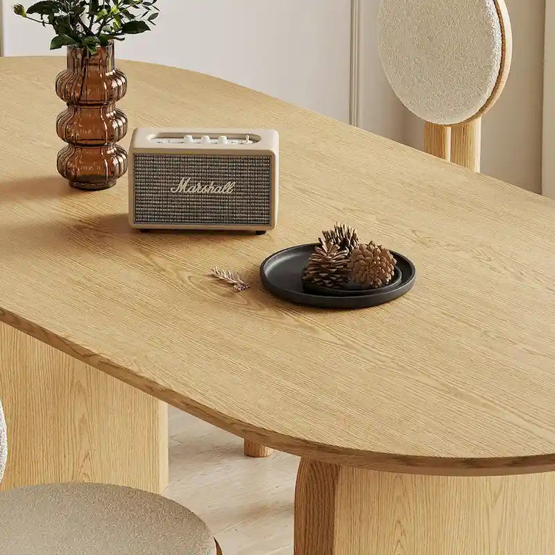 Tavolo da pranzo ovale moderno da 71 pollici, tavolo da cucina in legno massello per 6 persone - 70.8 X 35.4