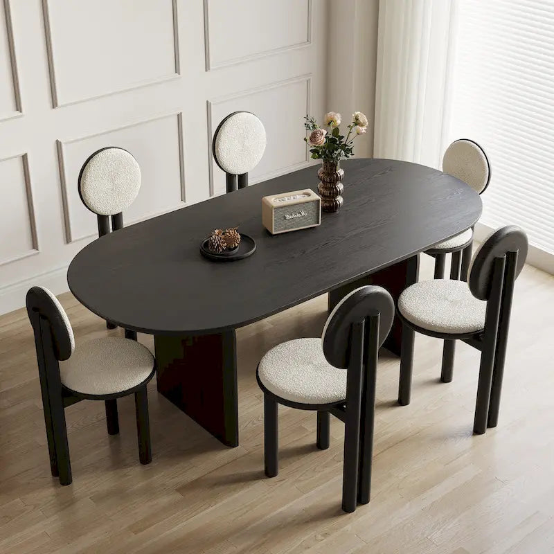 Tavolo da pranzo ovale moderno da 71 pollici, tavolo da cucina in legno massello per 6 persone - 70.8 X 35.4