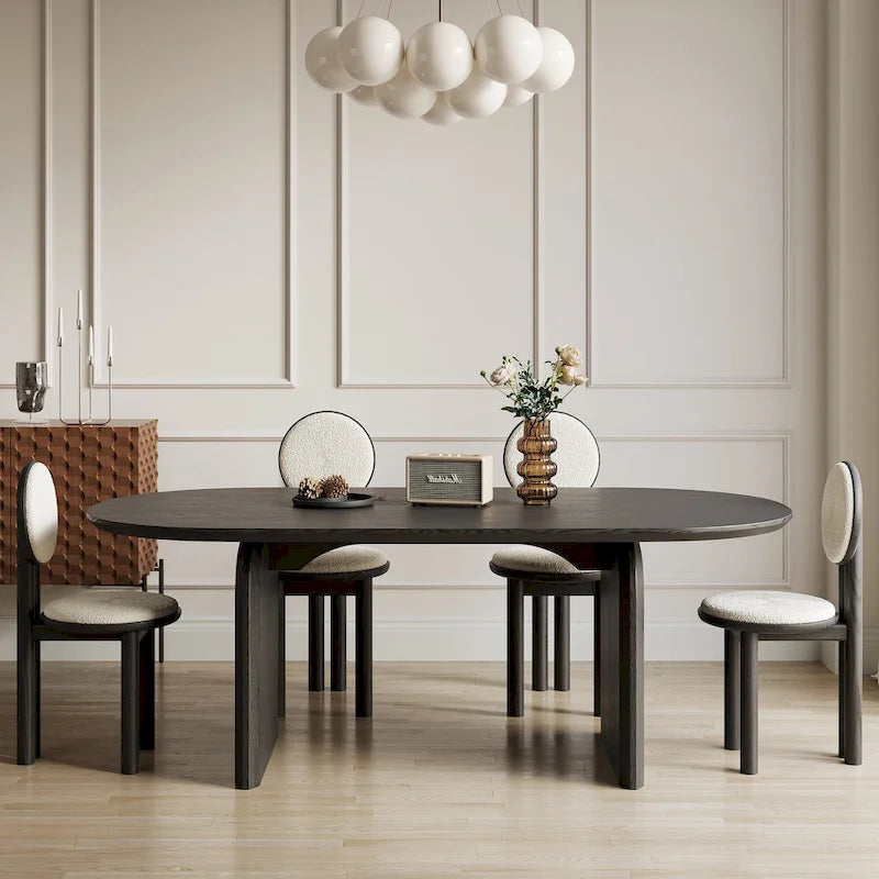Tavolo da pranzo ovale moderno da 71 pollici, tavolo da cucina in legno massello per 6 persone - 70.8 X 35.4