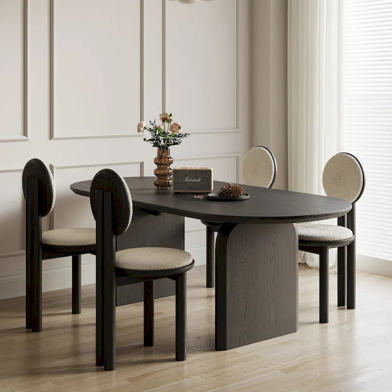 Tavolo da pranzo ovale moderno da 71 pollici, tavolo da cucina in legno massello per 6 persone - 70.8 X 35.4